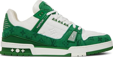 louis vuitton trainer green monogram denim white|louis vuitton trainers.